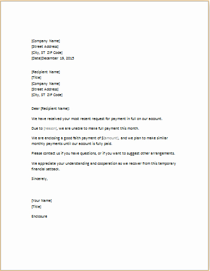 Debt Payment Plan Template Awesome Letter to Creditor Proposing Payment Plan