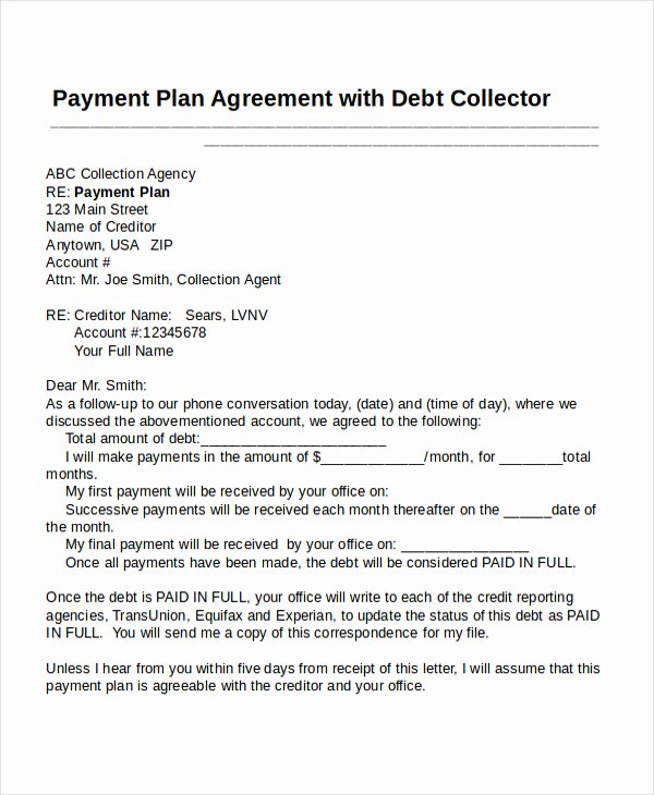 Debt Payment Plan Template Beautiful Payment Plan Template