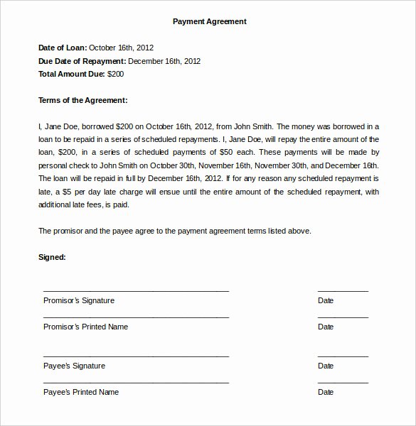 Debt Payment Plan Template Fresh Agreement Templates