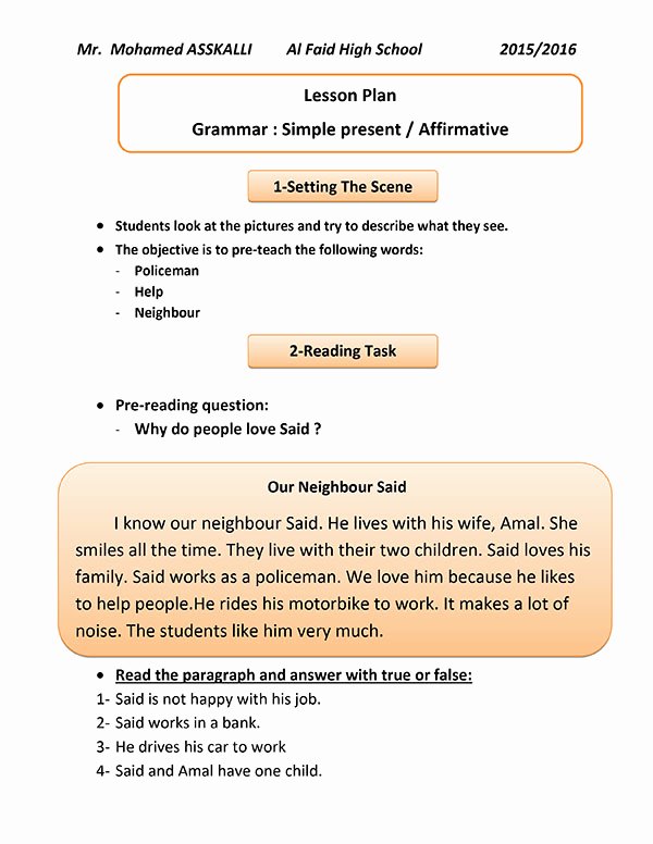 Demo Lesson Plan Template Elegant A Demo Lesson Plan for A Municative Grammar Session