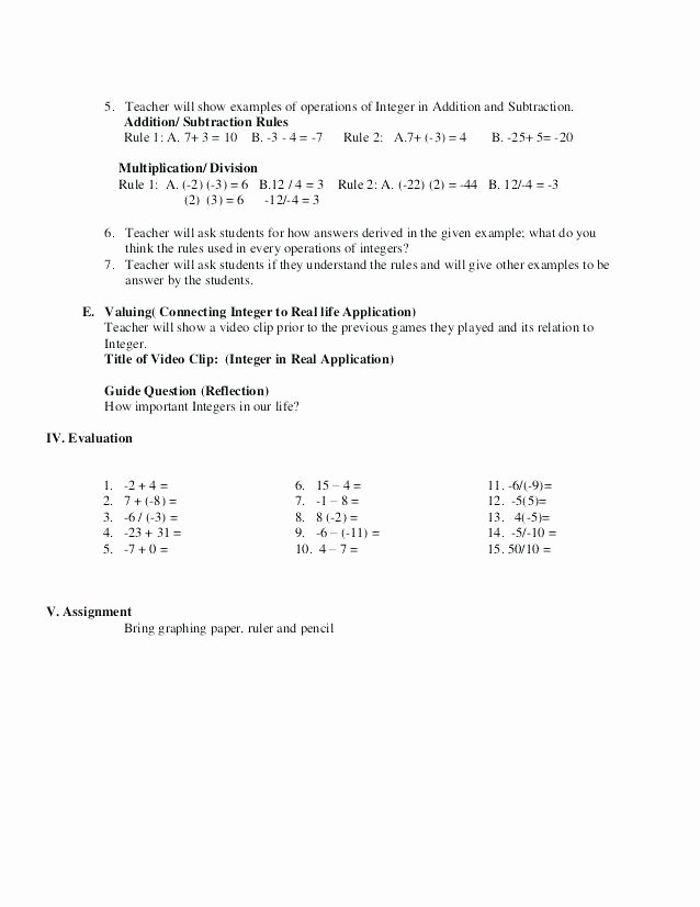 Demo Lesson Plan Template Inspirational Math Lesson Plan Sample for Demo Teaching In Grade 2