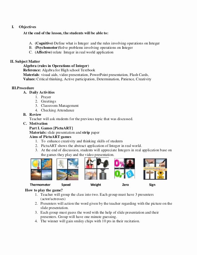 Demo Lesson Plan Template Luxury Math Lesson Plan Sample for Demo Teaching