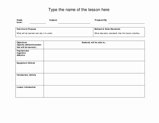 Demo Lesson Plan Template Unique Basic Lesson Plan Template