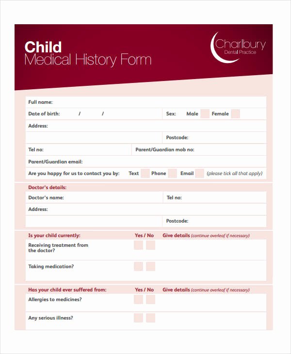 Dental Medical History form Template Awesome Medical History form 9 Free Pdf Documents Download