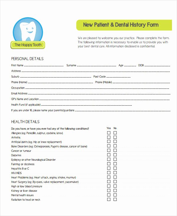 Dental Medical History form Template Beautiful Medical History form 9 Free Pdf Documents Download