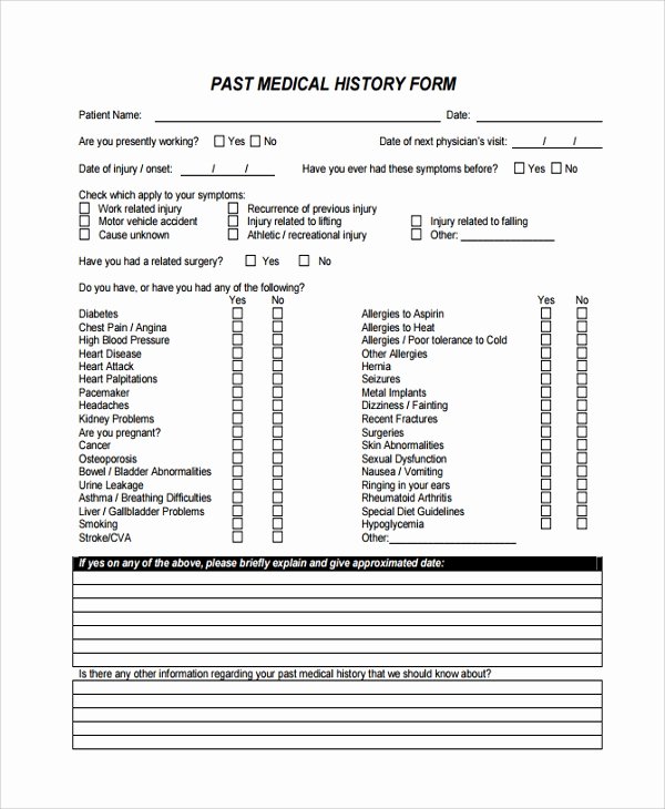 Dental Medical History form Template Best Of Sample Medical History Template 9 Free Documents