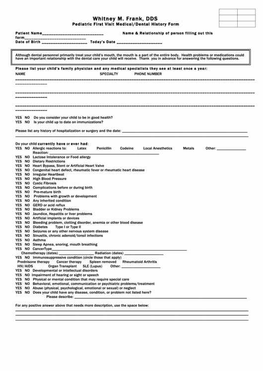 Dental Medical History form Template Inspirational top 26 Dental Medical History form Templates Free to
