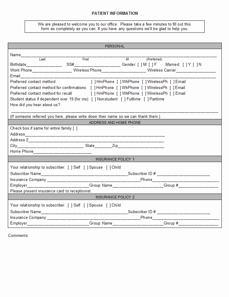 Dental Medical History form Template Luxury Open Dental software Registration forms