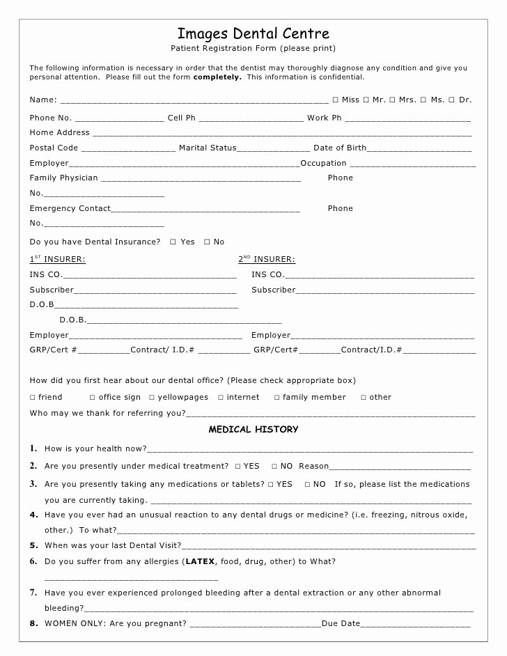 Dental Patient Registration form Template Awesome 27 Of Dental New Patient forms Template
