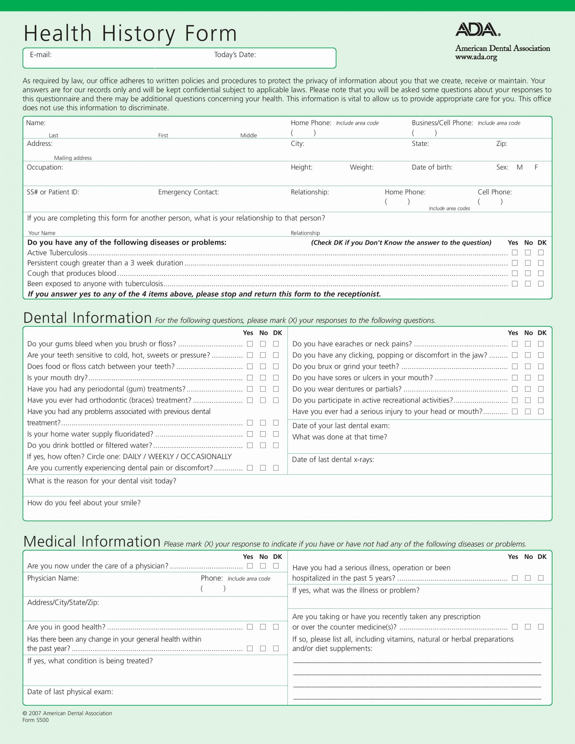 Dental Patient Registration form Template Beautiful 1960fp New Patient Information Sheet