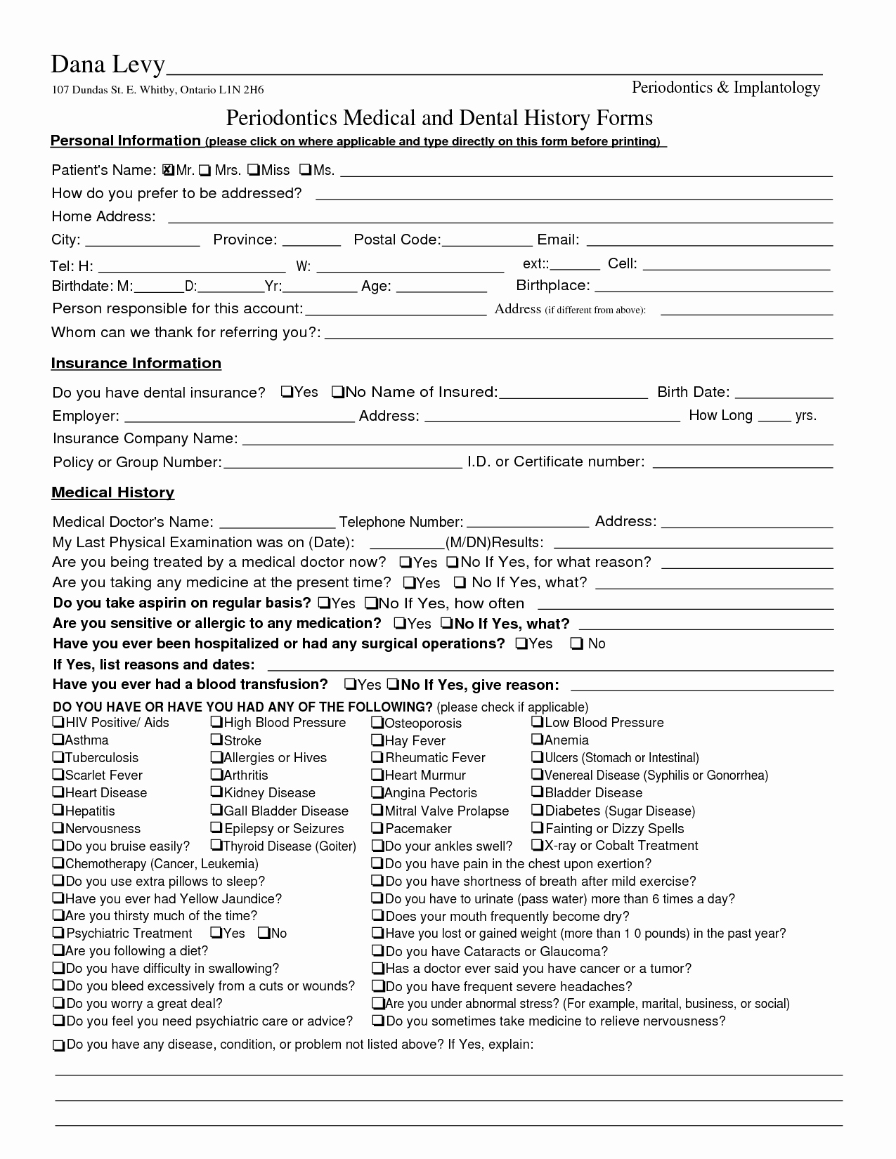 Dental Patient Registration form Template Beautiful 22 Of Surgery for oral Health History form Template