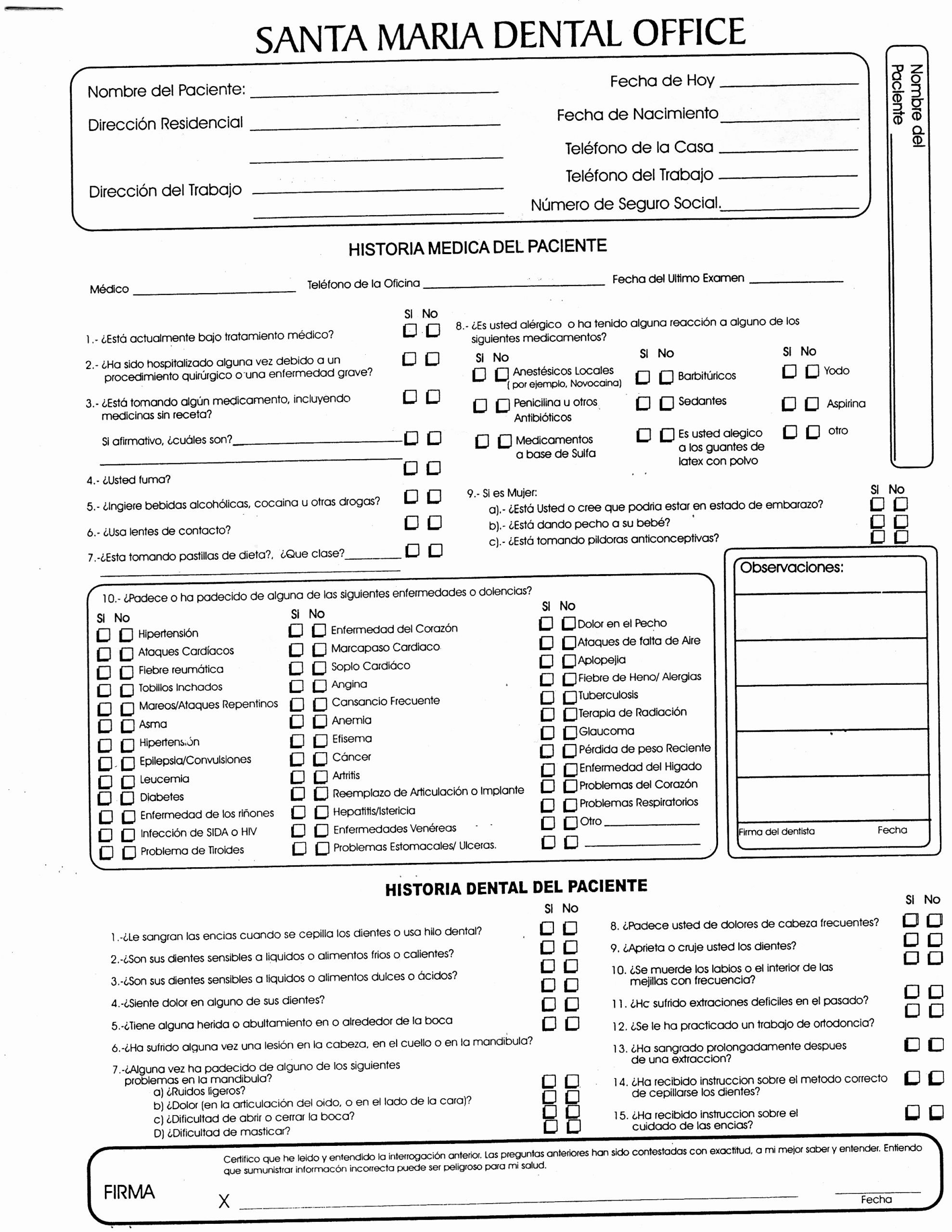 Dental Patient Registration form Template Beautiful Santa Maria Dental Fice