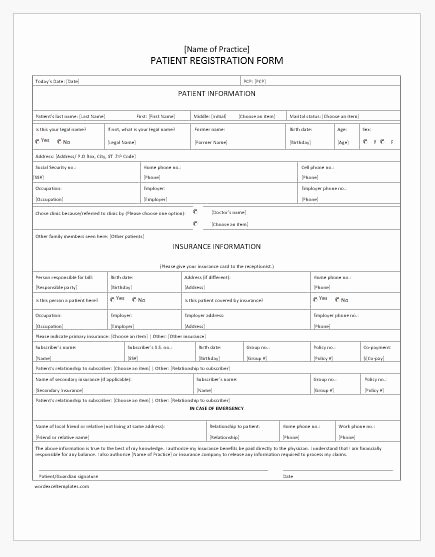 Dental Patient Registration form Template Elegant Patient Registration form Templates