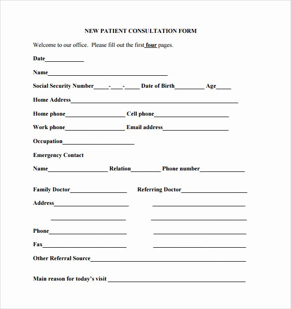 Dental Patient Registration form Template Inspirational Sample Medical Consultation form 11 Download Free