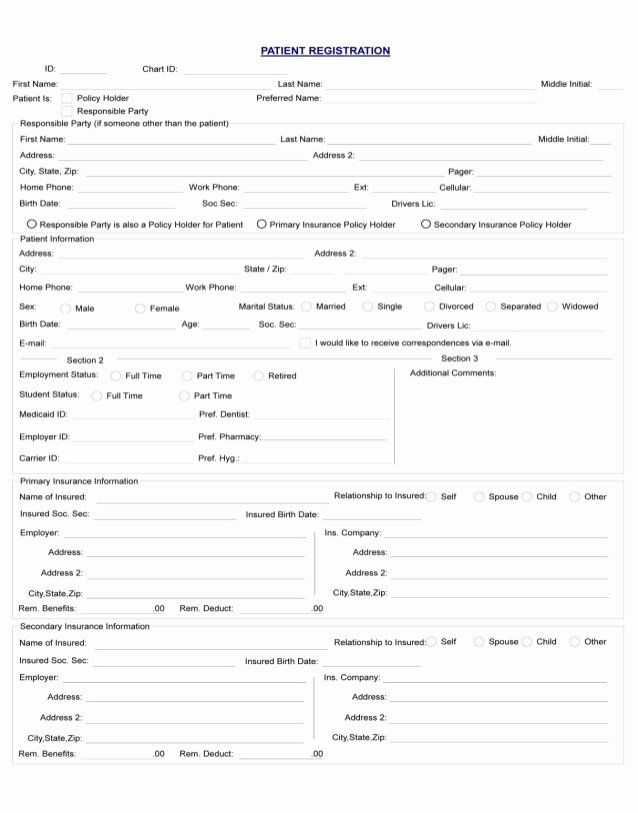 Dental Patient Registration form Template Lovely Patient Registration Medical History form