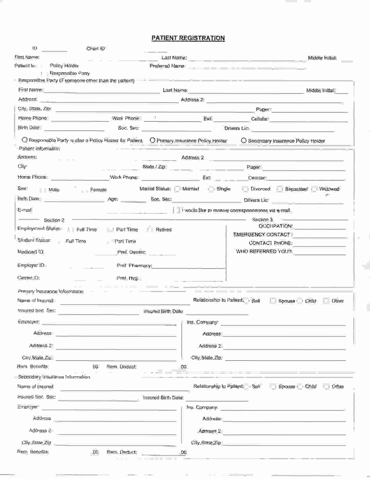 Dental Patient Registration form Template Luxury Best S Of Printable Patient Registration forms