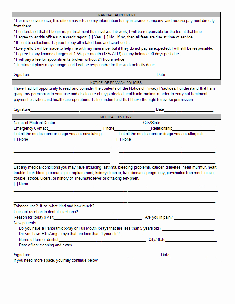 Dental Patient Registration form Template Luxury Open Dental software Registration forms