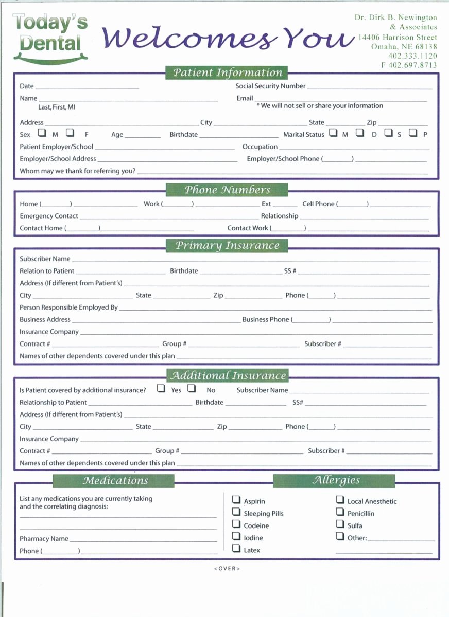 Dental Patient Registration form Template New 27 Of Dental New Patient forms Template