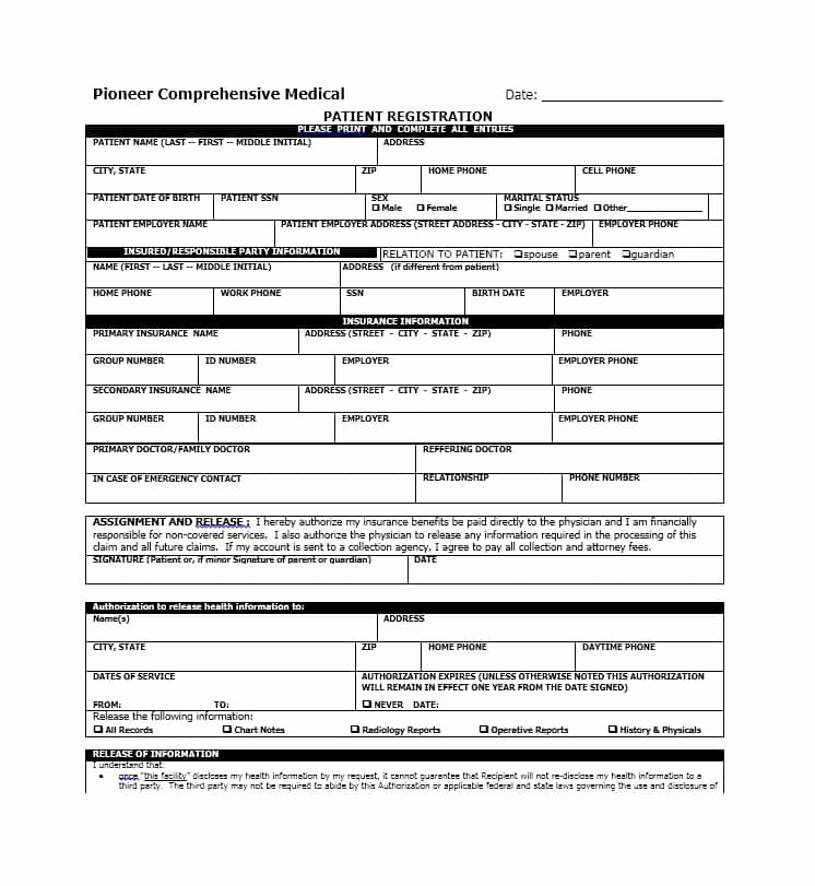 Dental Patient Registration form Template New 44 New Patient Registration form Templates Printable