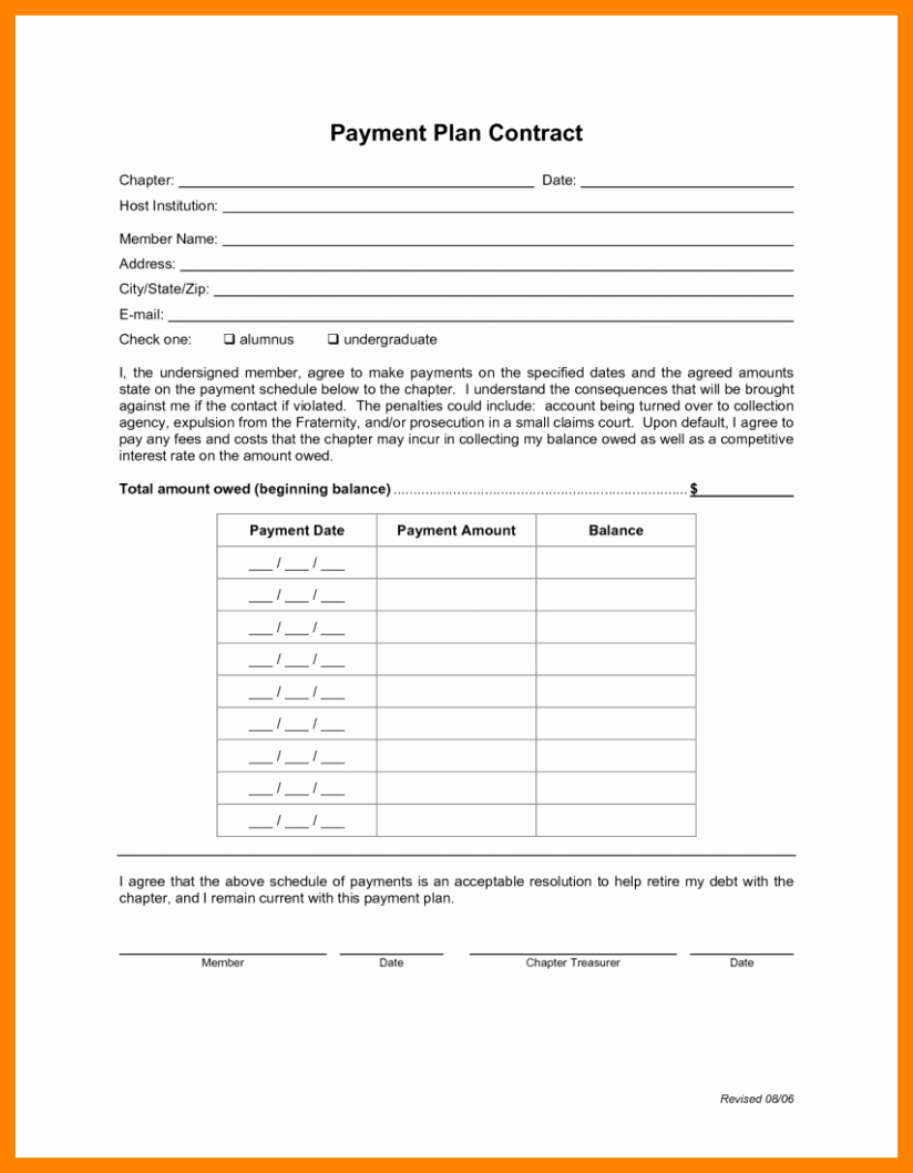 Dental Payment Plan Agreement Template Luxury 6 Payment Contract Template