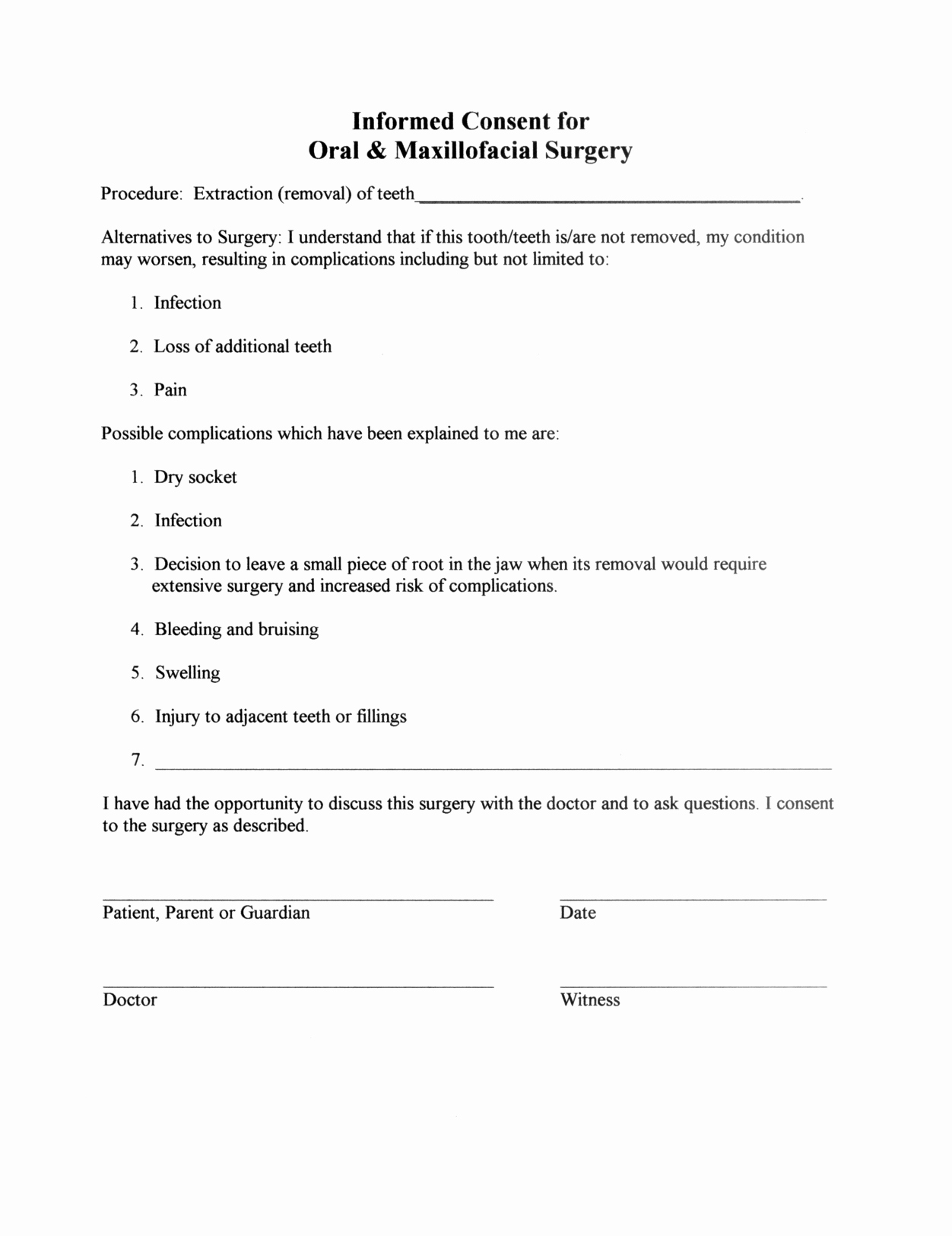 Dental Treatment Consent form Template Awesome Surgery Informed Consent form Template