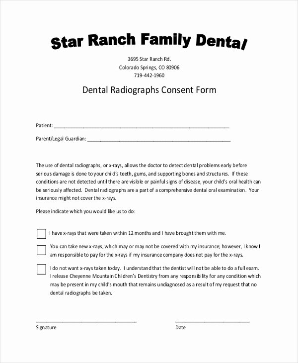 Dental Treatment Consent form Template Lovely Free 10 Sample Dental Consent forms