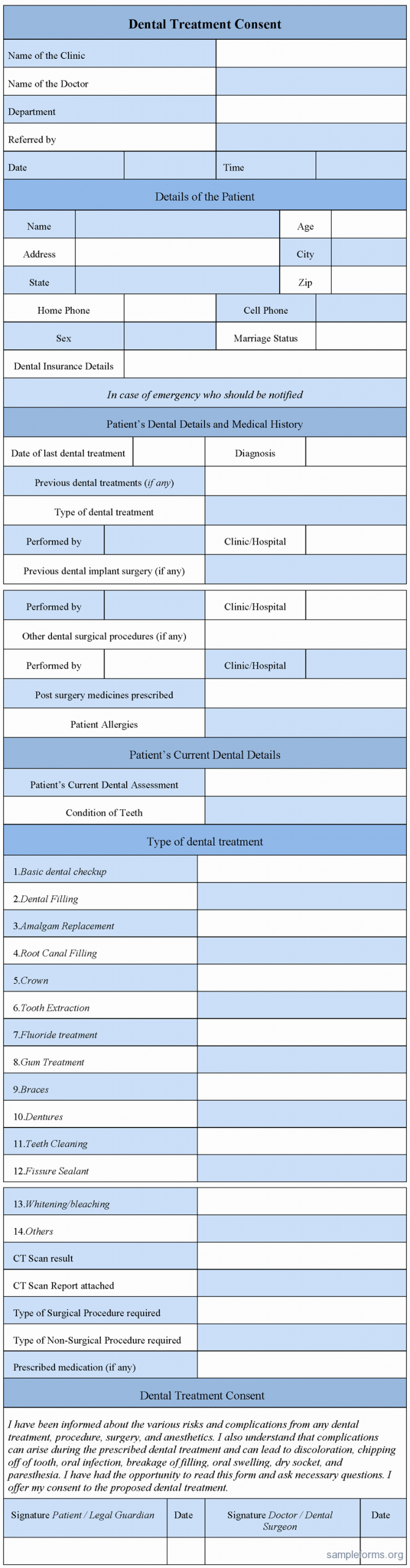 Dental Treatment Consent form Template New Dental Treatment Consent form Sample forms