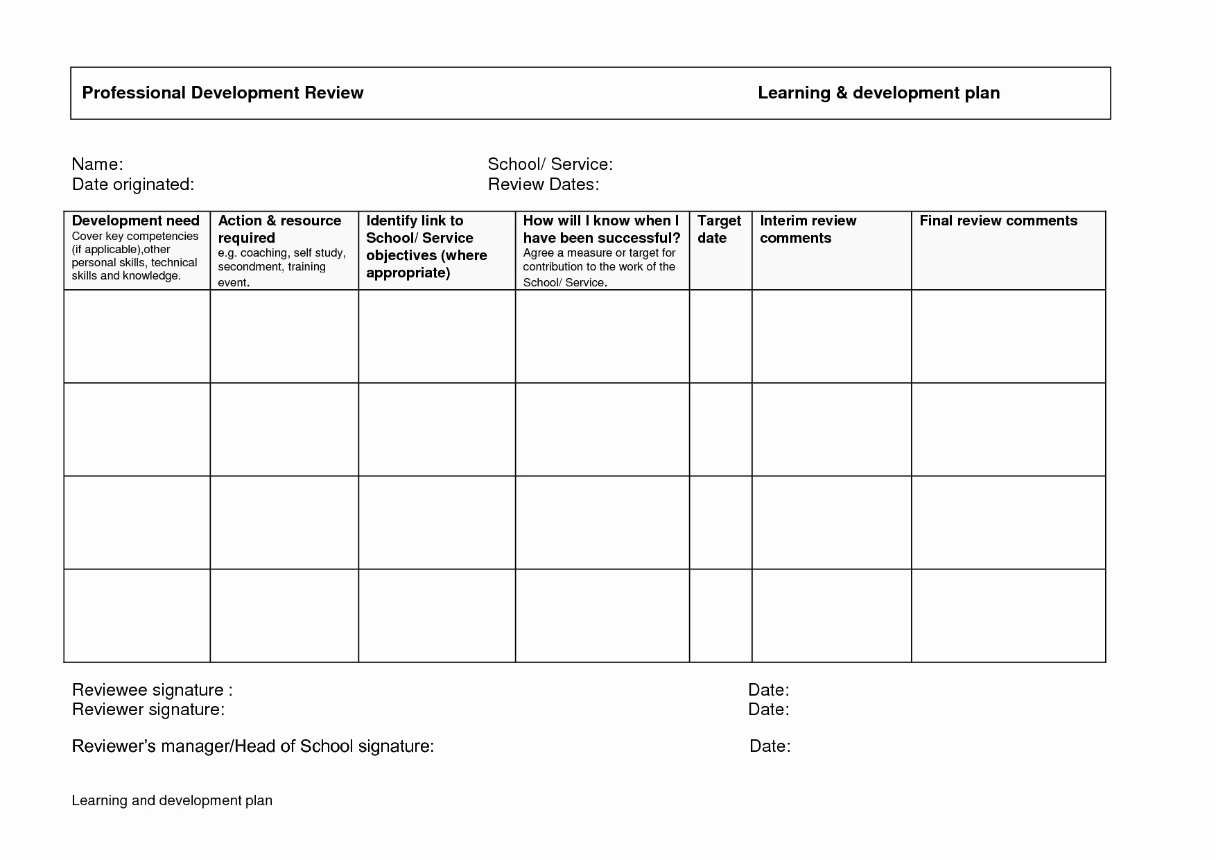 Development Plan Template Word New Development Plan Template