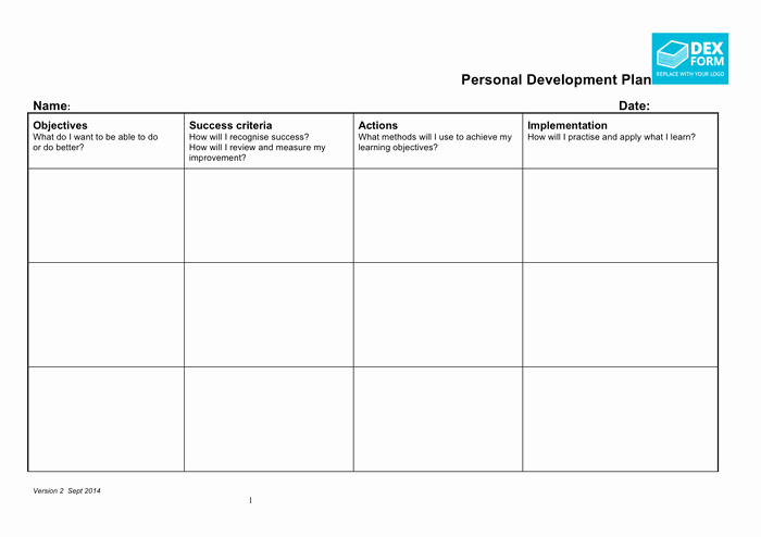 Development Plan Template Word New Personal Development Plan Template In Word and Pdf formats