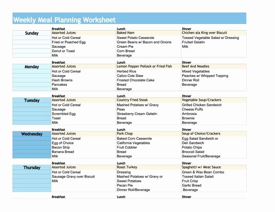 Diabetes Meal Plan Template Awesome Weekly Meal Planning Worksheet Meal Planning