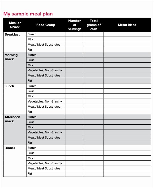 Diabetes Meal Plan Template Elegant Meal Plan Template 22 Free Word Pdf Psd Vector