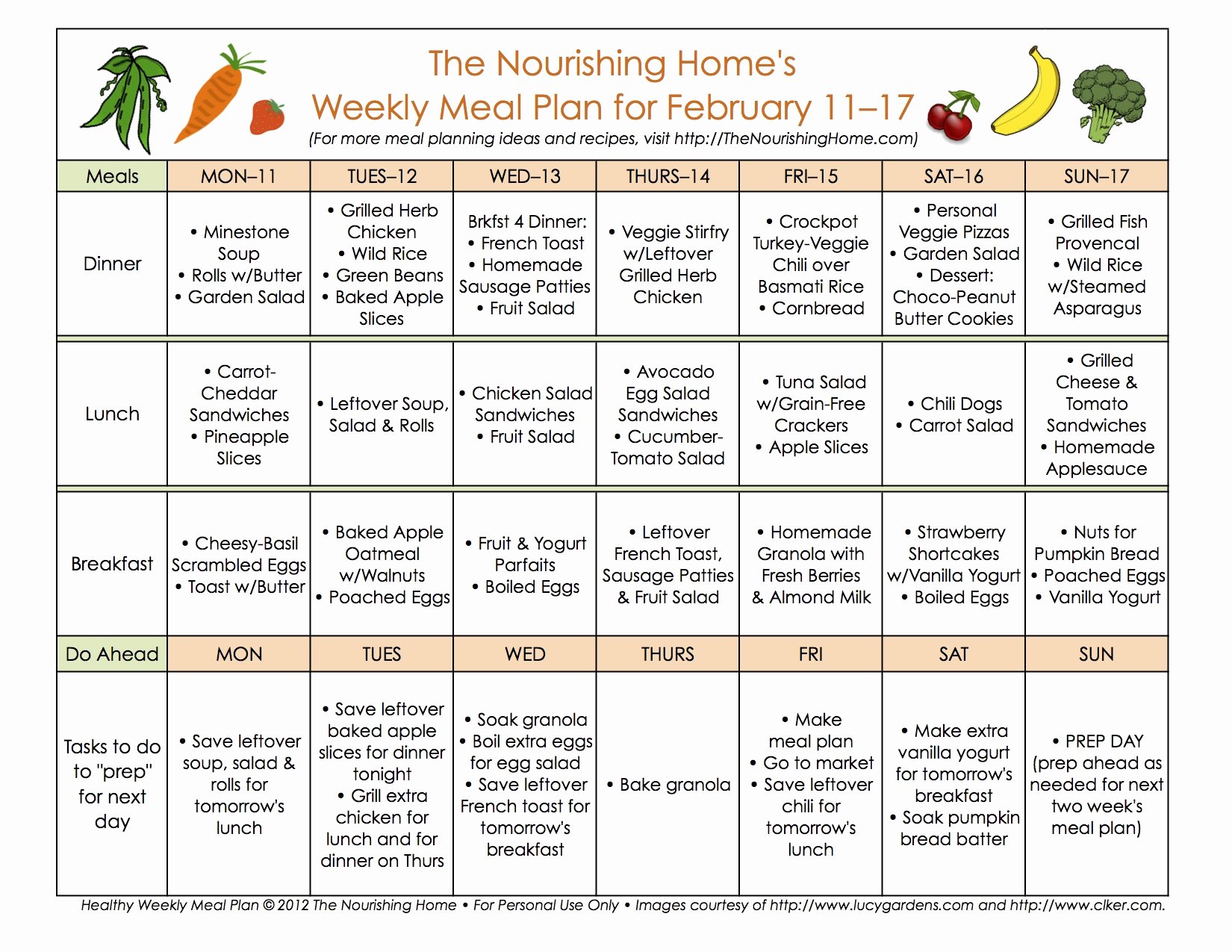 Diabetes Meal Plan Template New Meal Plan Monday February 4–17 the Nourishing Home