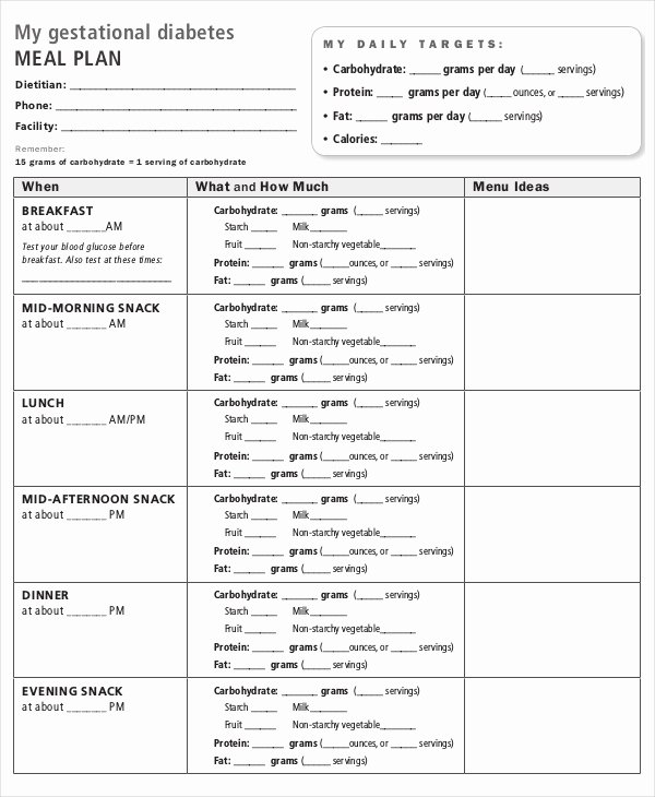 Diabetes Meal Plan Template New Meal Plan Template 22 Free Word Pdf Psd Vector