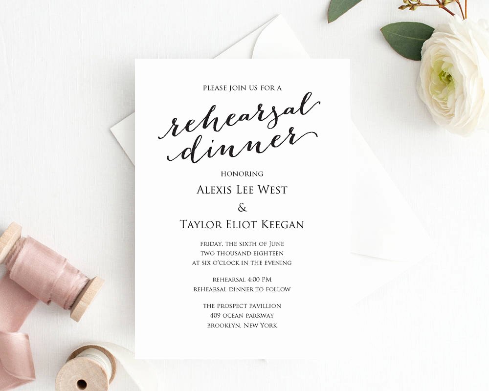 Dinner Invitation Template Free Awesome Rehearsal Dinner Invitation Template Diy Printing Custom