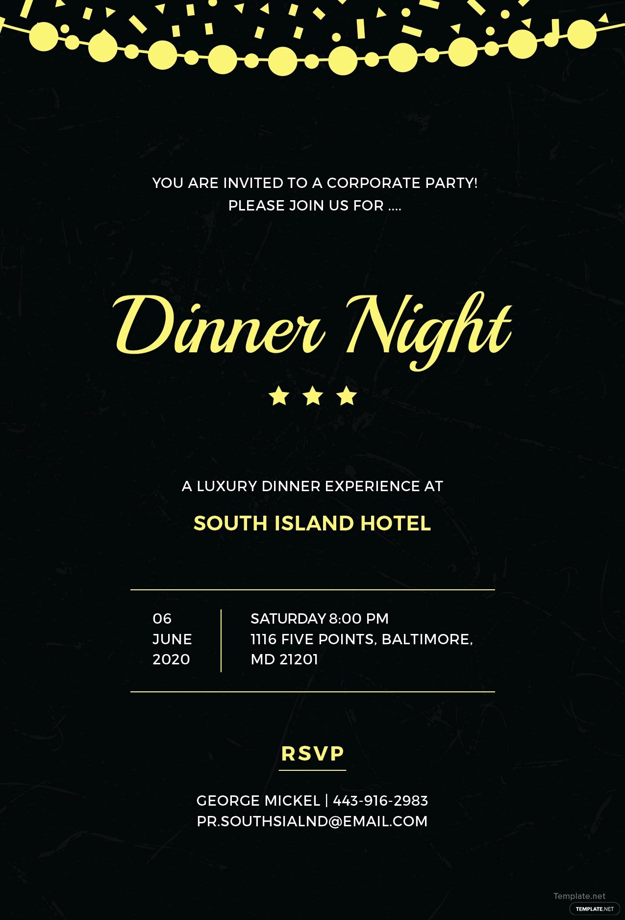 Dinner Invitation Template Free Inspirational Free Pany Dinner Night Invitation Template In Adobe