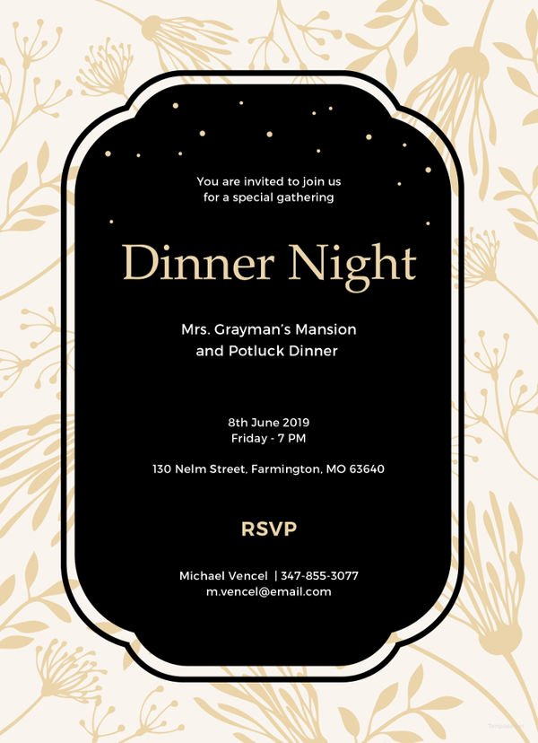 Dinner Invitation Template Free Luxury 40 Dinner Invitation Templates Free Sample Example