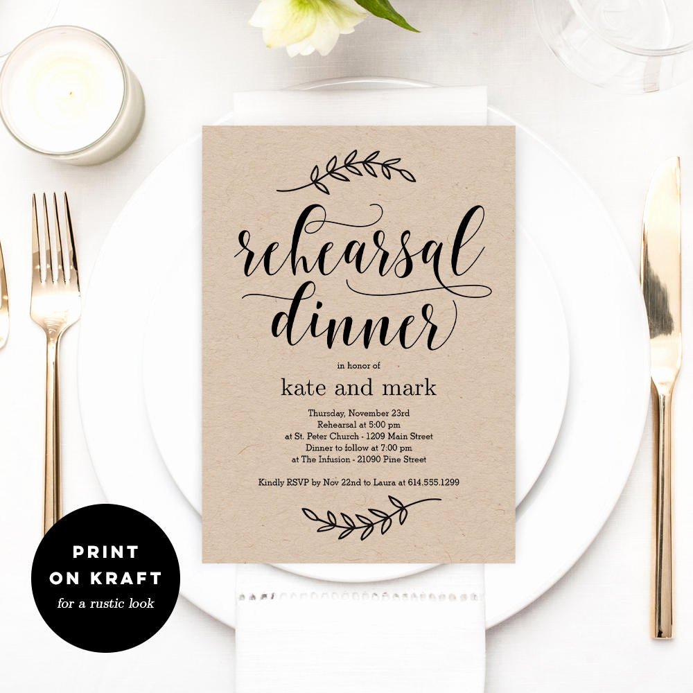 Dinner Invitation Template Free Printable Beautiful Printable Rehearsal Dinner Invitation Template Rustic