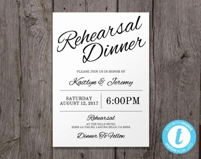 Dinner Invitation Template Free Printable Elegant Printable Wedding Rehearsal Dinner Invitation Template