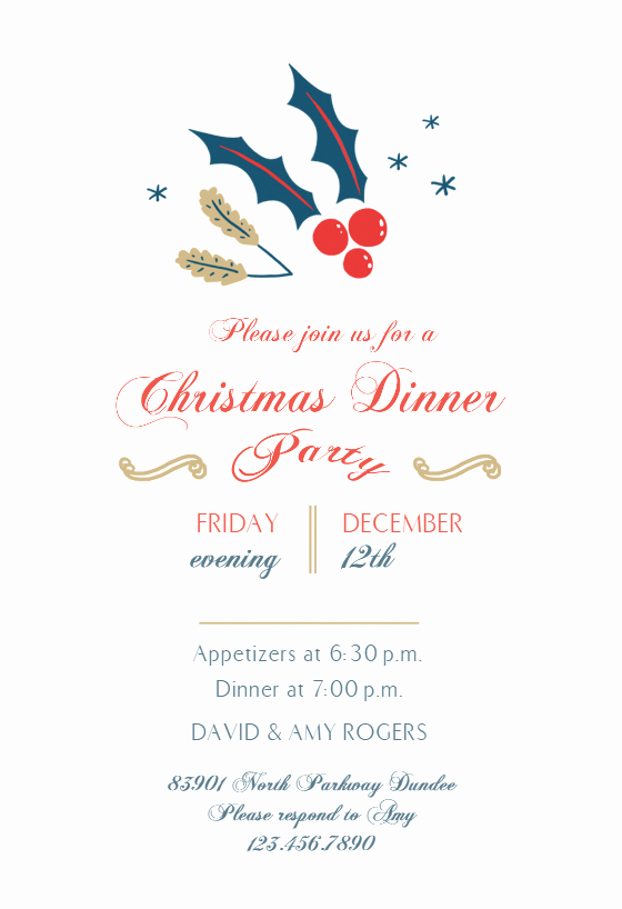 Dinner Invitation Template Free Printable Lovely December Dinner Christmas Invitation Template Free