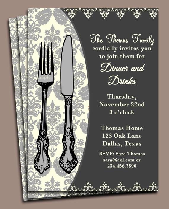 Dinner Invitation Template Free Printable Lovely Dinner Invitation Printable or Printed with Free Shipping