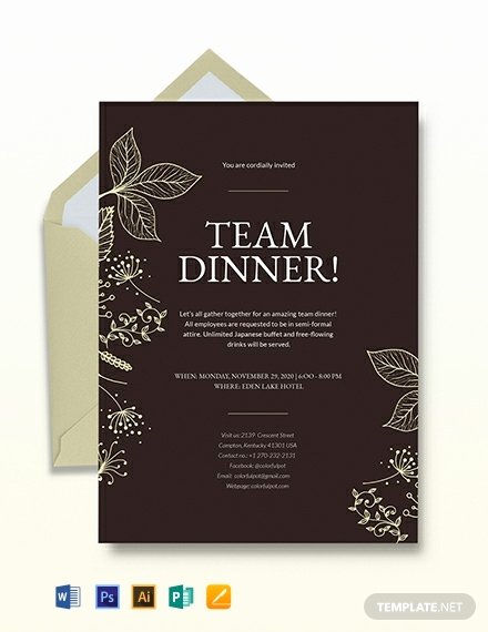 Dinner Invitation Template Free Unique Team Dinner Invitation Template Word Psd