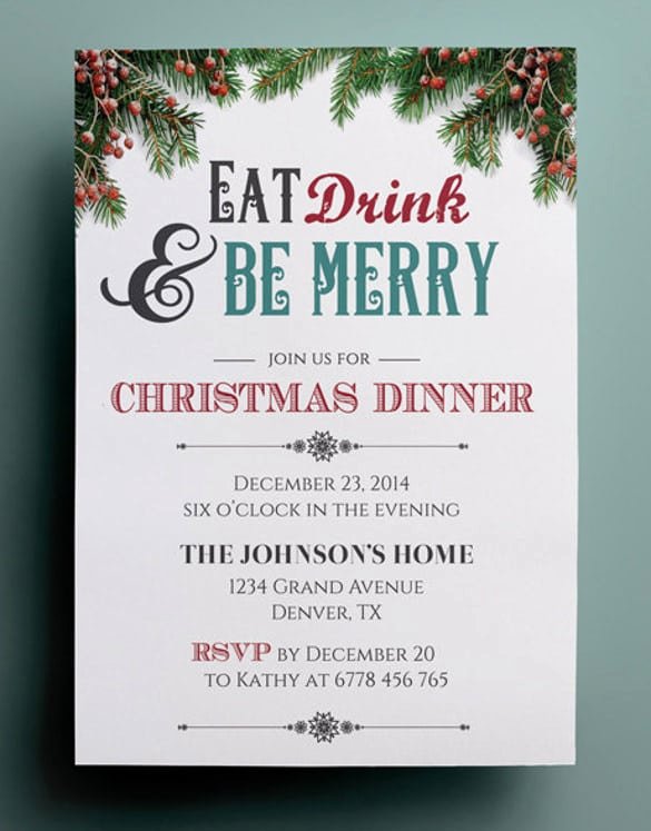 Dinner Invitation Template Word Elegant Christmas Dinner Invitation