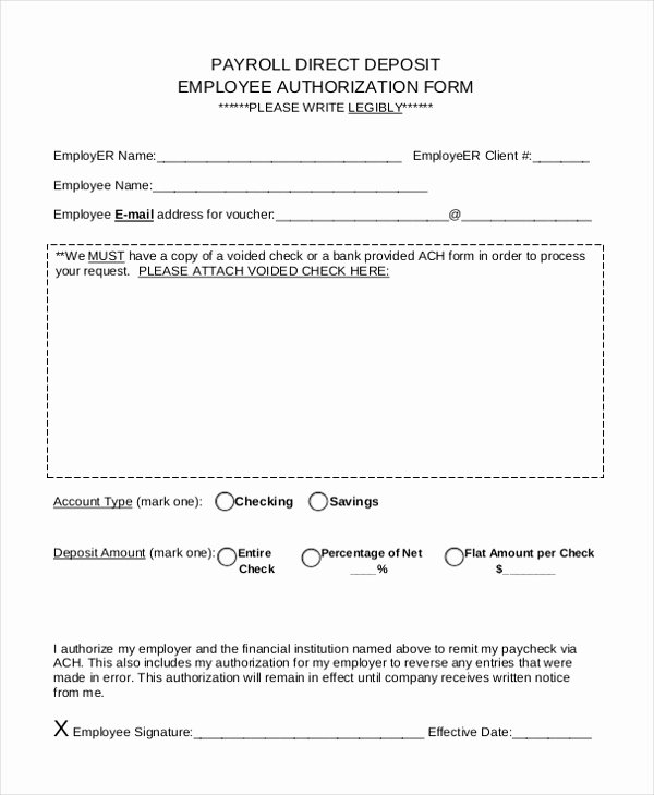 Direct Deposit form Template Word Awesome Free 9 Sample Payroll Direct Deposit forms In Pdf
