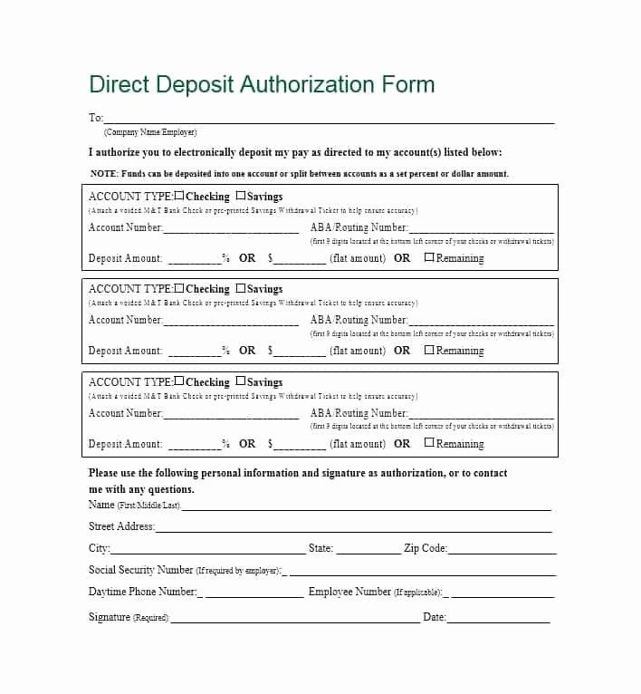 Direct Deposit form Template Word Beautiful 47 Direct Deposit Authorization form Templates Template