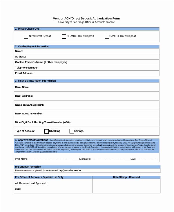 Direct Deposit form Template Word Best Of 10 Quickbooks Direct Deposit form Intuit Direct Deposit