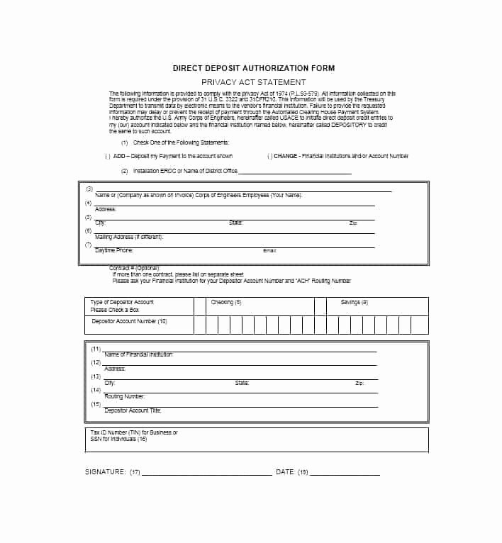 Direct Deposit form Template Word Elegant 47 Direct Deposit Authorization form Templates Template