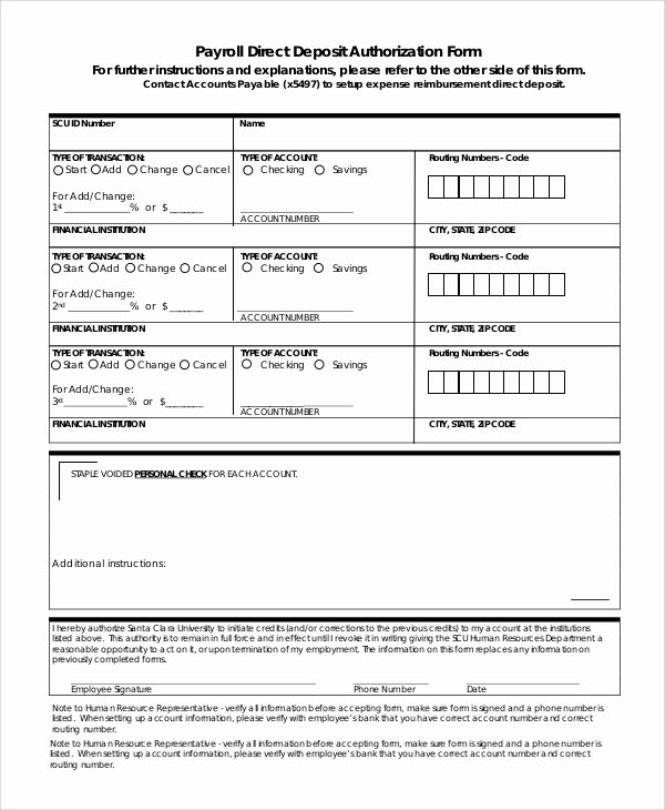 Direct Deposit form Template Word Elegant Sample Direct Deposit Authorization form 10 Examples In