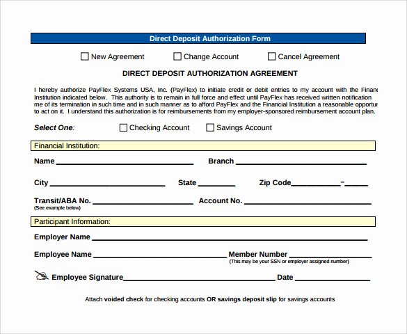 Direct Deposit form Template Word Elegant Sample Direct Deposit Authorization form 7 Download