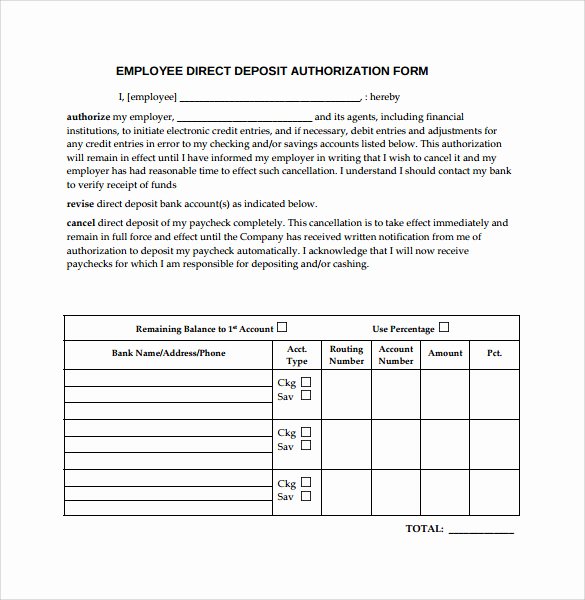 Direct Deposit form Template Word Elegant Sample Direct Deposit Authorization form 7 Download