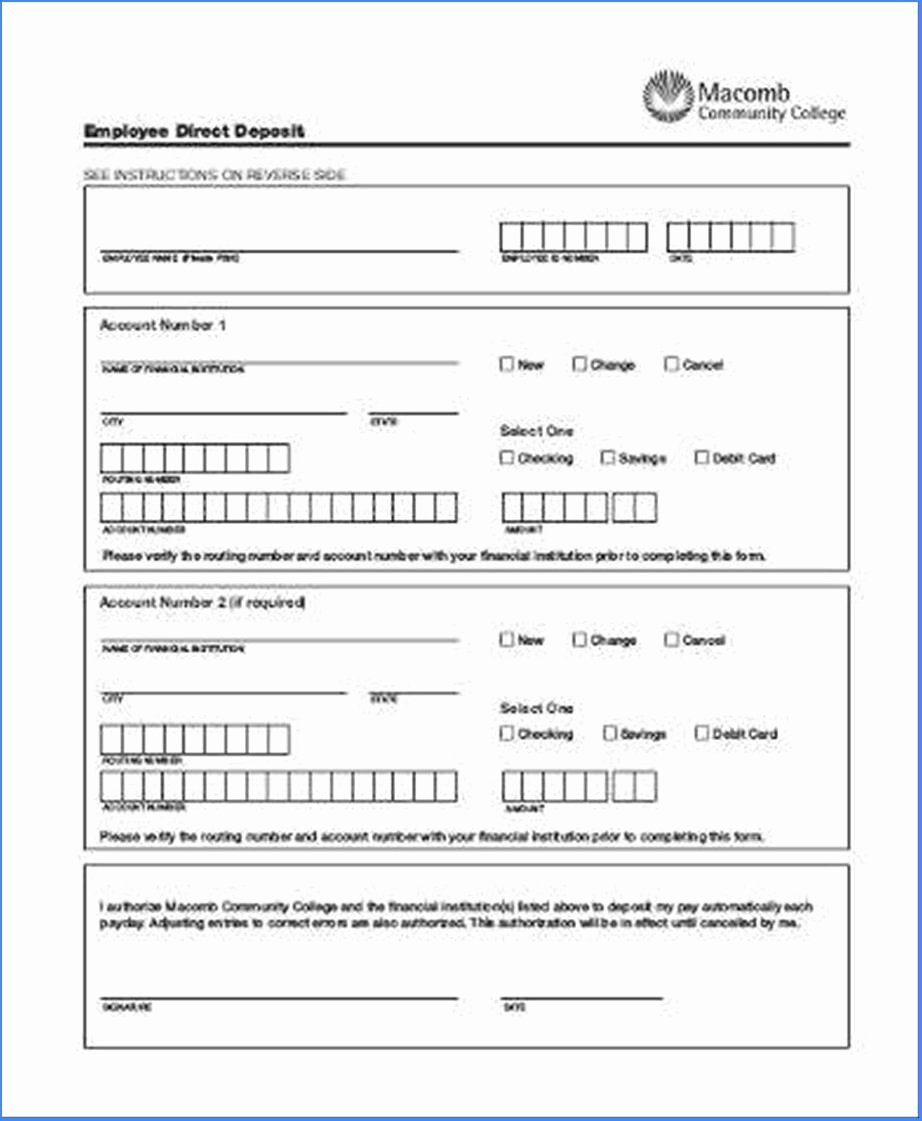 Direct Deposit form Template Word Fresh Printable Direct Deposit form Template Word 1353